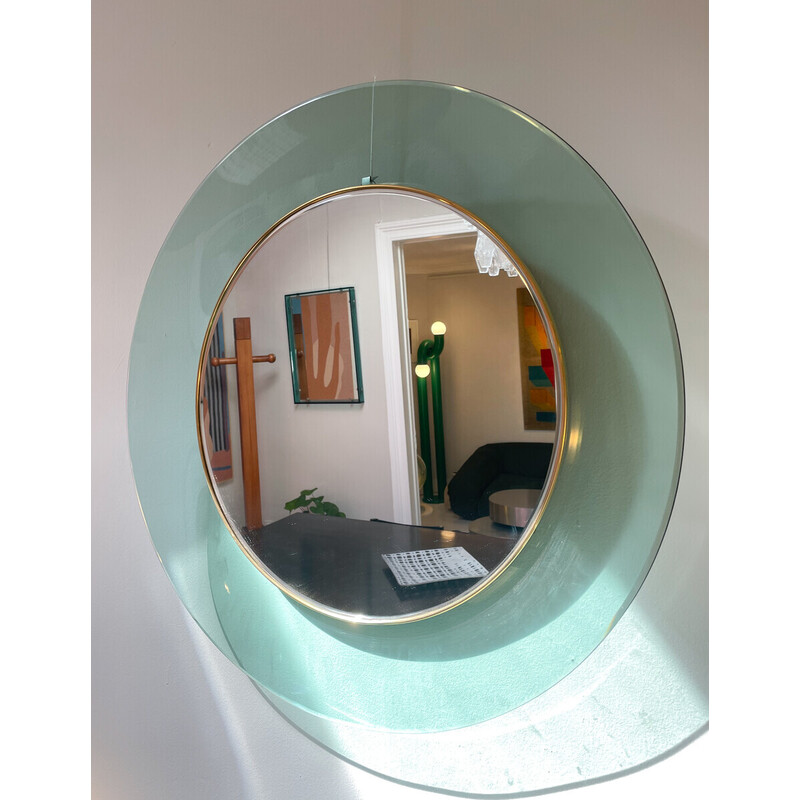 Mid-century round mirror model 1699 by Max Ingrand for Fontana Arte, Italy 1960s