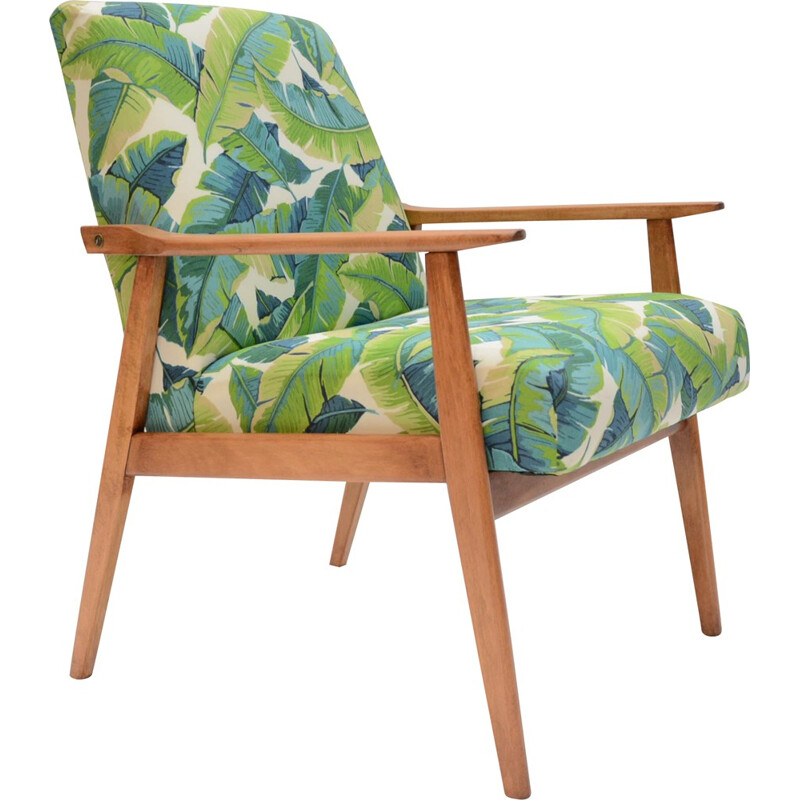 Polish armchair with leaves design - 1960s