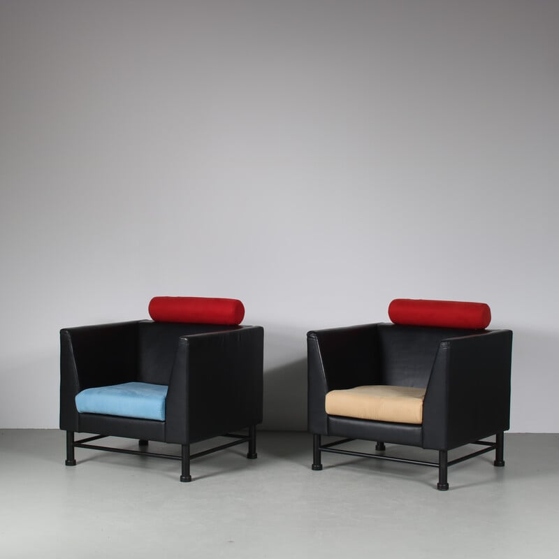 Paar vintage "East Side" fauteuils van Ettore Sottsass voor Knoll International, USA 1980