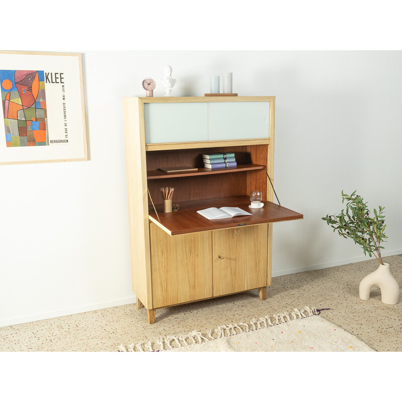 Bureau vintage en placage de noyer blanchi par Musterring, Allemagne 1950