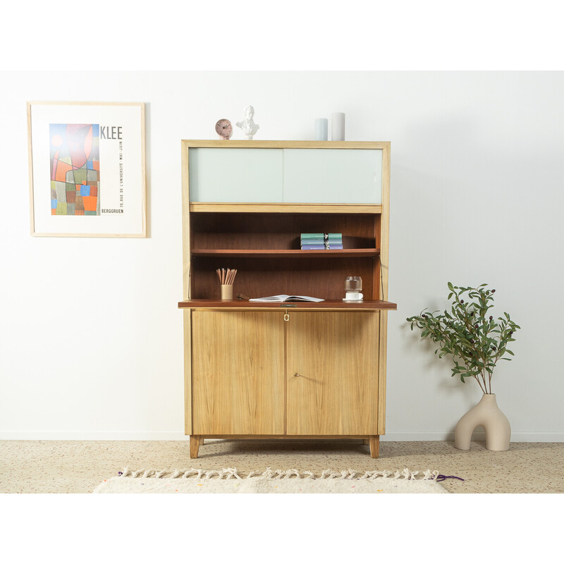 Bureau vintage en placage de noyer blanchi par Musterring, Allemagne 1950