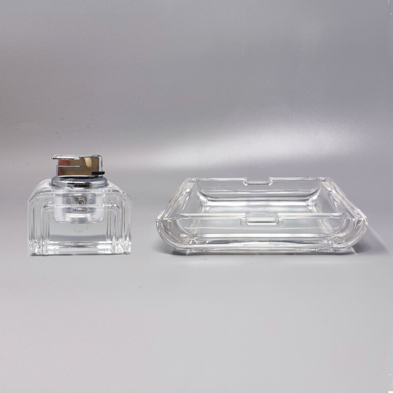 Vintage smoking set in crystal by Laura Griziotti for Arnolfo di Cambio, Italy 1970s