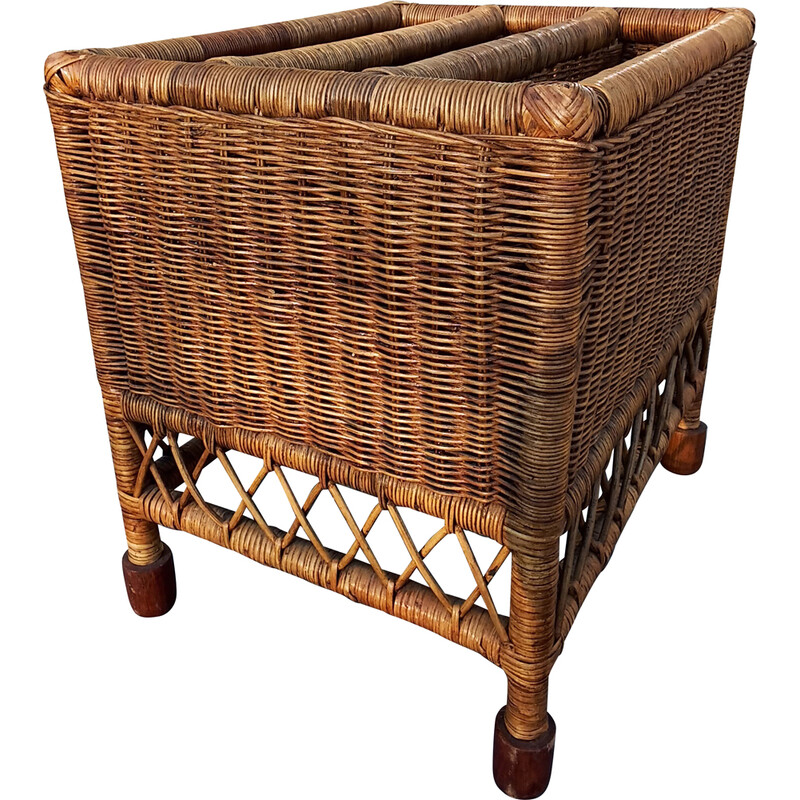 Rattan vintage magazine rack