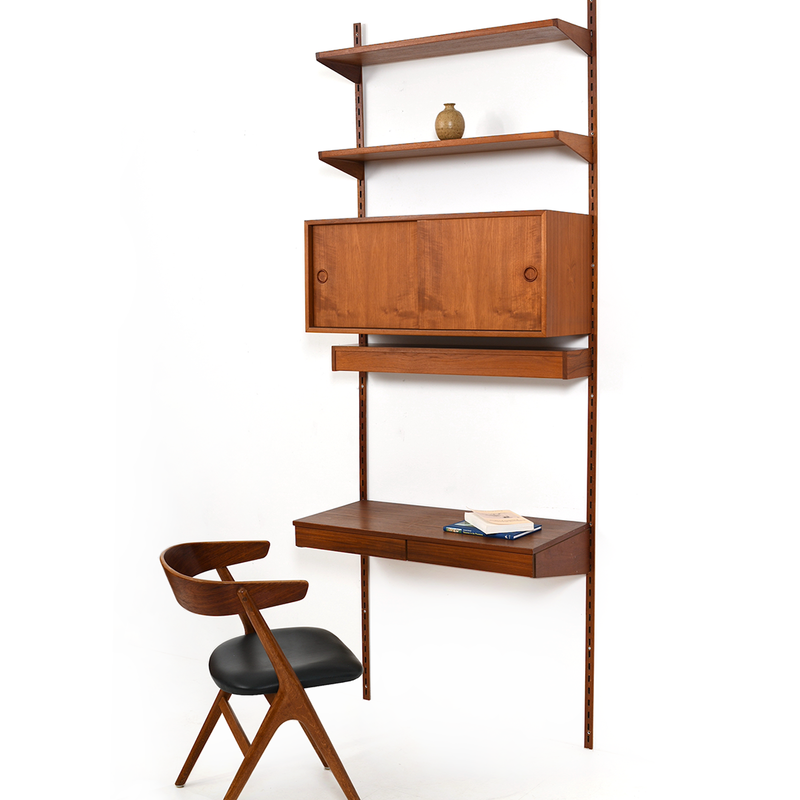 Vintage teak wall unit by Kai Kristiansen for Feldballes Møbelfabrik, 1960s