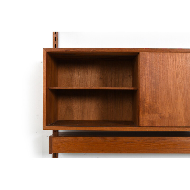 Vintage teak wall unit by Kai Kristiansen for Feldballes Møbelfabrik, 1960s