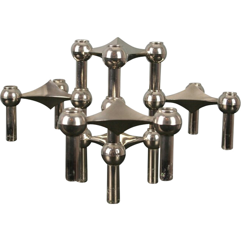 Set of 5 Nagel vintage modular candlesticks, 1970