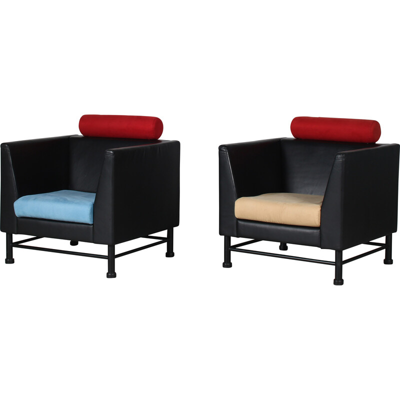 Pair of vintage "East Side" armchairs by Ettore Sottsass for Knoll International, USA 1980