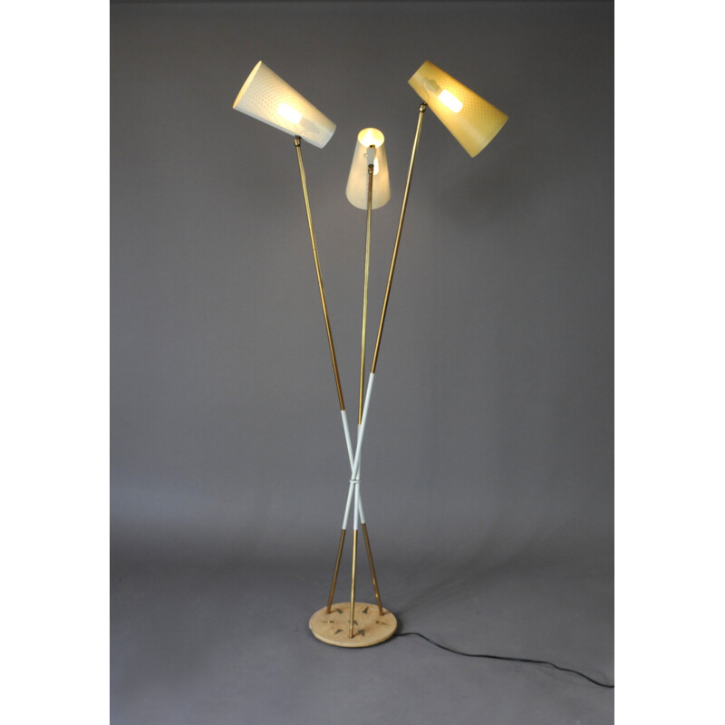 Floor lamp with 3 reflectors by Maison Arlus - 1950s