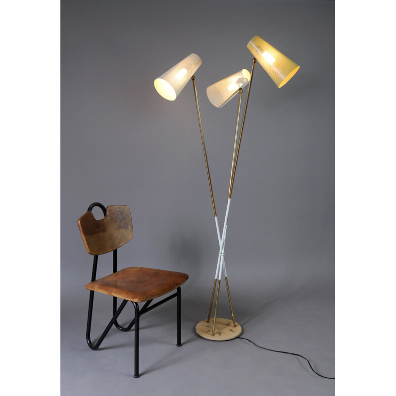 Floor lamp with 3 reflectors by Maison Arlus - 1950s