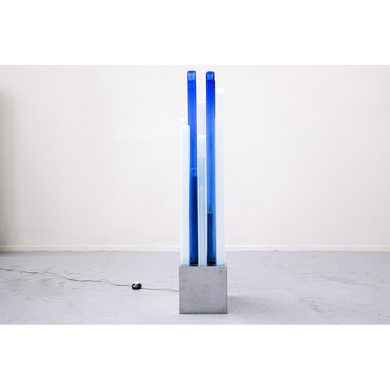 Vintage blue floor lamp by Angelo Brotto for Esperia, Italy 1970s
