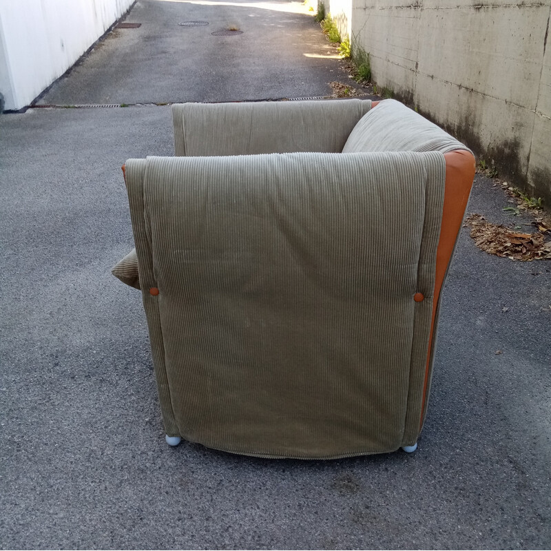 Vintage "Le dive" armchair in leather and corduroy by Paolo Piva for Giovannetti Collezioni, 1970s