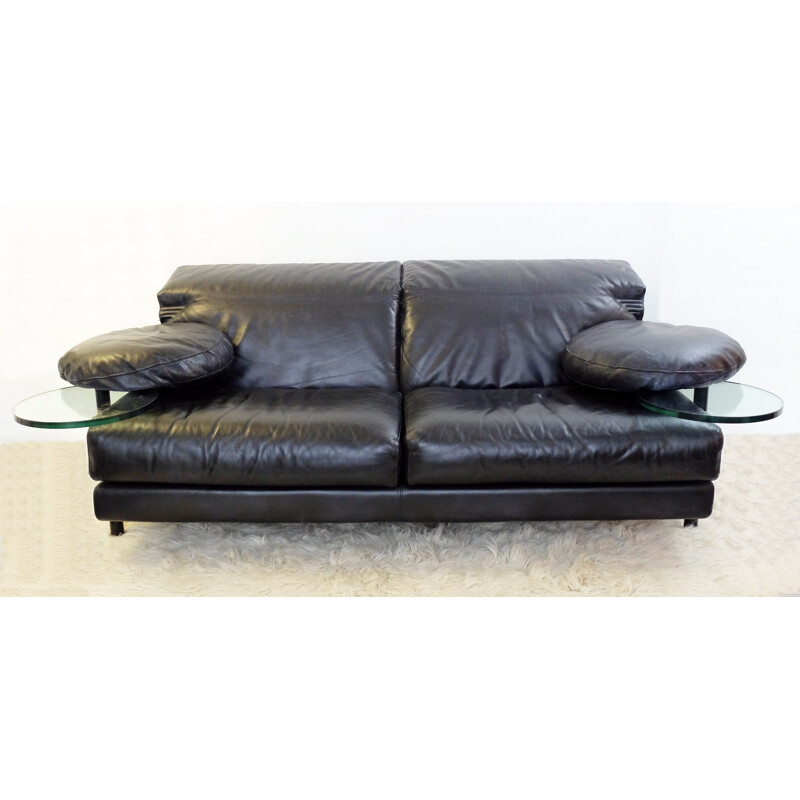 Black leather sofa by Paolo Piva for B&B Italia - 1980s