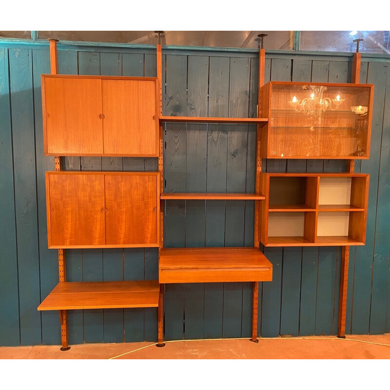 Libreria modulare in teak vintage di Poul Cadovius per Cado