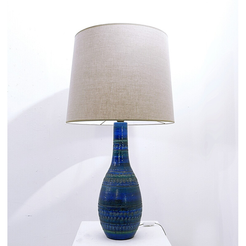 Vintage "Rimini blau" Keramik-Tischlampe von Aldo Londi für Bitossi, 1960er Jahre