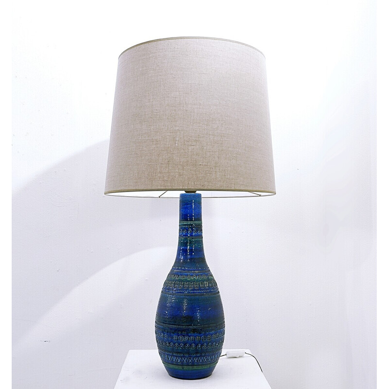 Vintage "Rimini blue" ceramic table lamp by Aldo Londi for Bitossi, 1960s