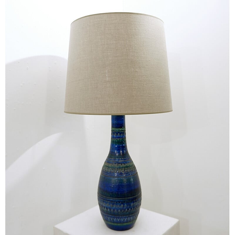 Vintage "Rimini blauw" keramische tafellamp van Aldo Londi voor Bitossi, 1960