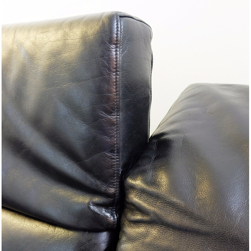 Black leather sofa by Paolo Piva for B&B Italia - 1980s