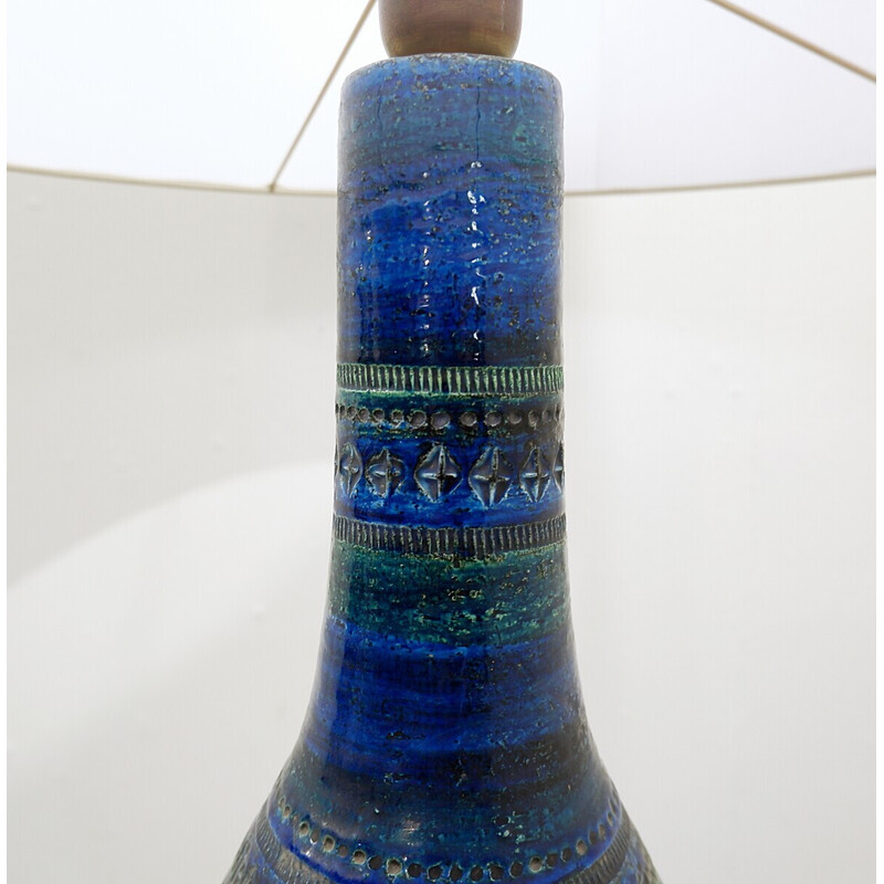 Lámpara de sobremesa vintage de cerámica "Rimini blue" de Aldo Londi para Bitossi, años 60
