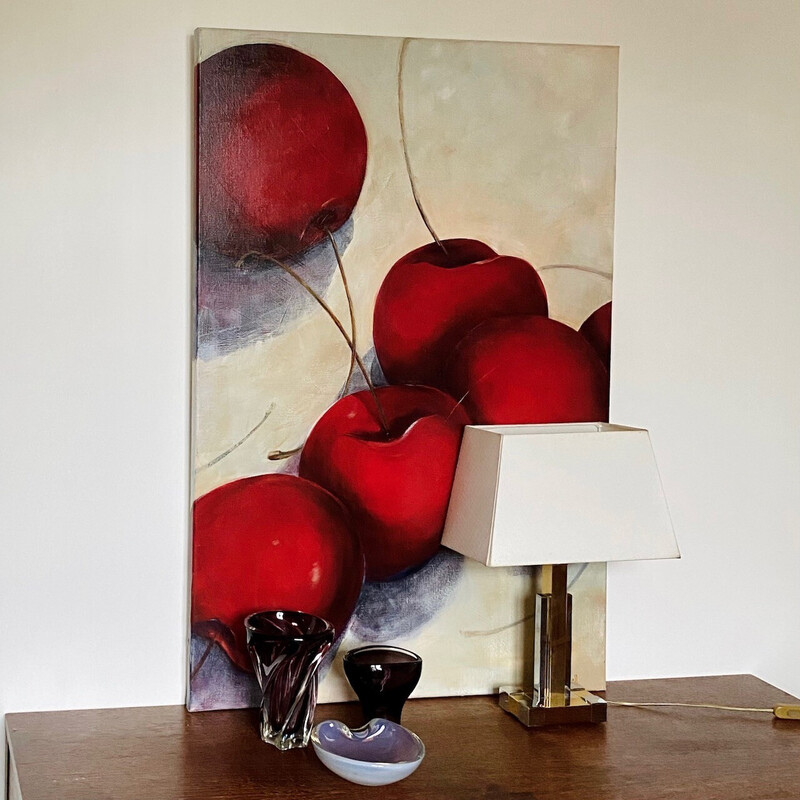 Vintage painting "Still life with cherries" by Fiona O'Farrell