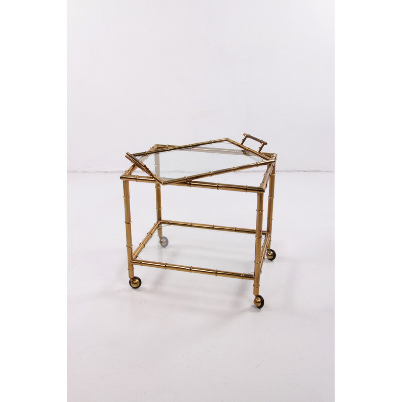 Vintage metal and glass trolley, 1970s
