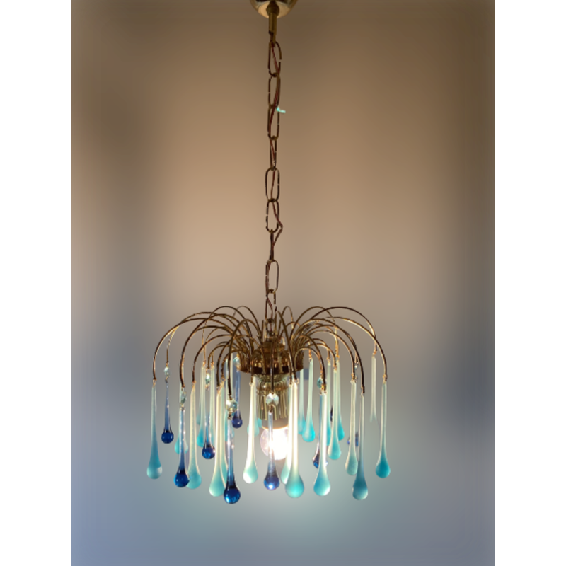Vintage glass chandelier by Venini, Italy 1970s