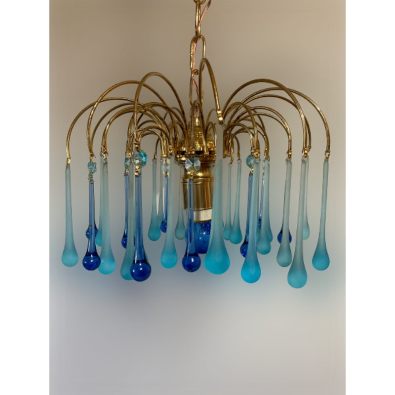 Vintage glass chandelier by Venini, Italy 1970s