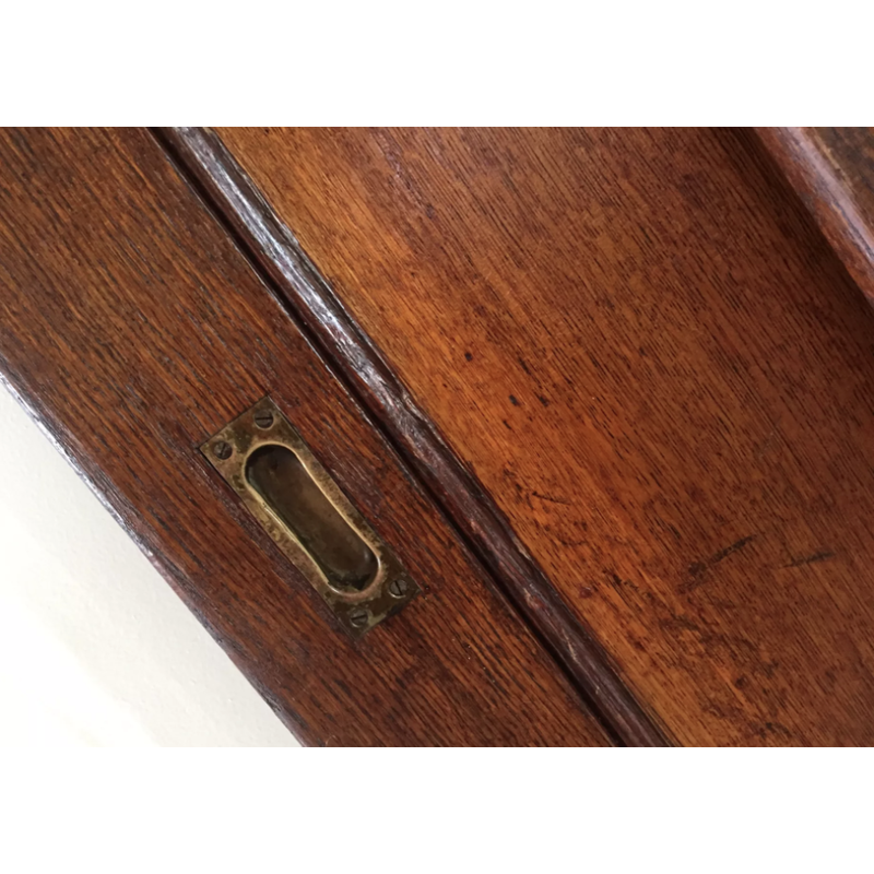 Pair of vintage oak and brass sliding doors