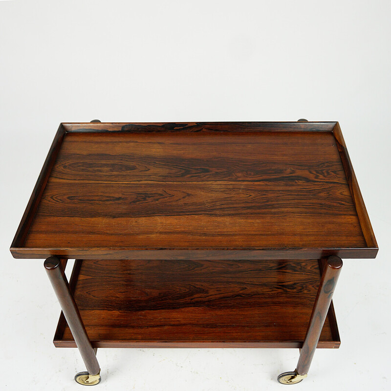 Vintage rosewood serving trolley by Poul Hundevad for Vad & Co, Denmark 1960s