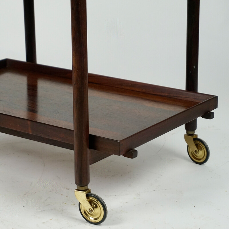 Vintage rosewood serving trolley by Poul Hundevad for Vad & Co, Denmark 1960s