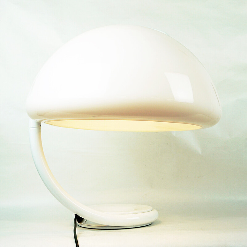 Lampe de table vintage Serpente blanche par Elio Martinelli pour Martinelli Luce, Italie 1960
