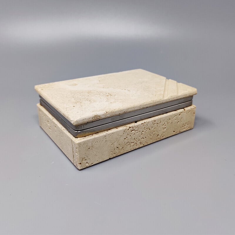 Vintage travertine box de Enzo Mari para F.lli Mannelli, Itália 1970s