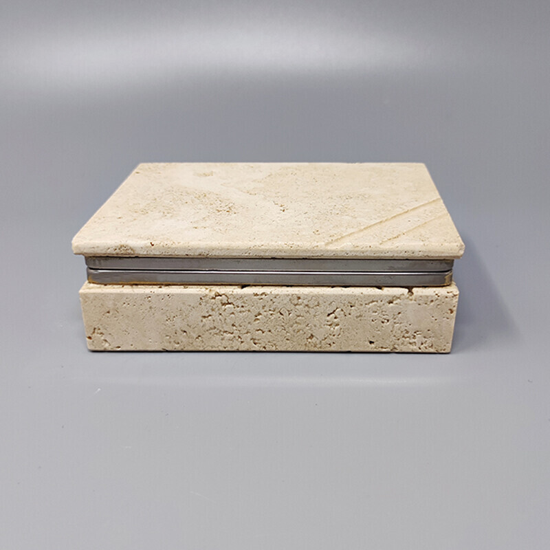 Vintage travertine box by Enzo Mari for F.lli Mannelli, Italy 1970s