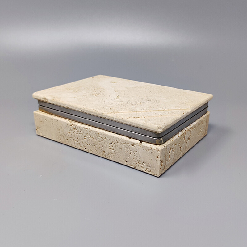 Vintage travertine box by Enzo Mari for F.lli Mannelli, Italy 1970s