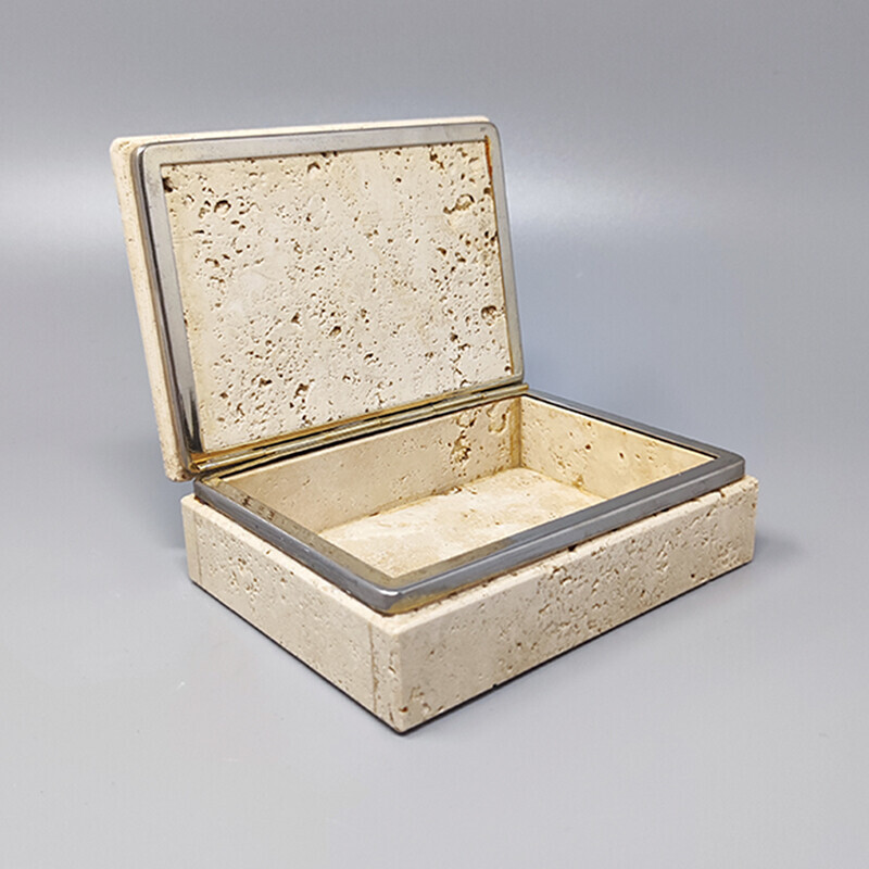 Vintage travertine box de Enzo Mari para F.lli Mannelli, Itália 1970s