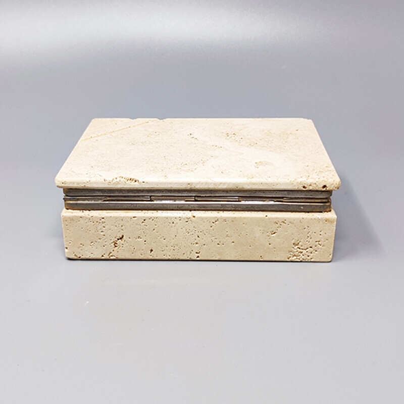 Vintage travertine box de Enzo Mari para F.lli Mannelli, Itália 1970s