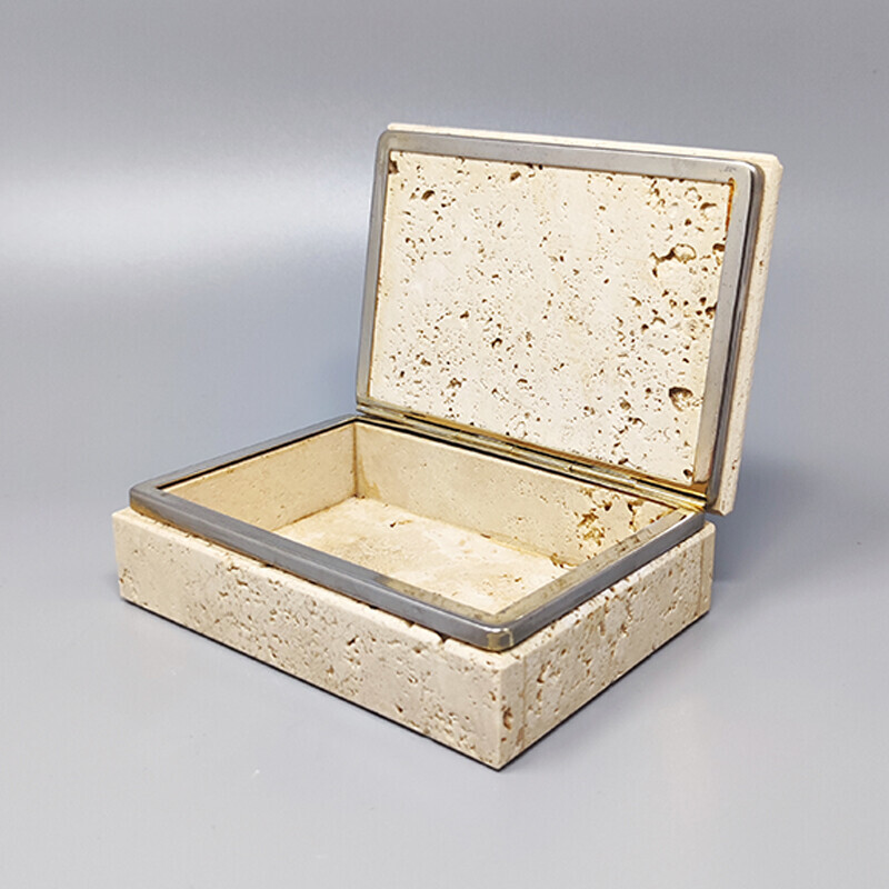 Vintage travertine box by Enzo Mari for F.lli Mannelli, Italy 1970s