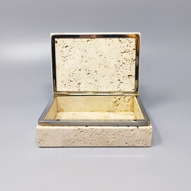 Vintage travertine box by Enzo Mari for F.lli Mannelli, Italy 1970s