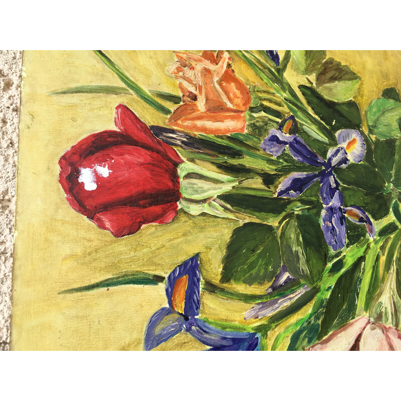 Pintura Vintage com ramo de flores