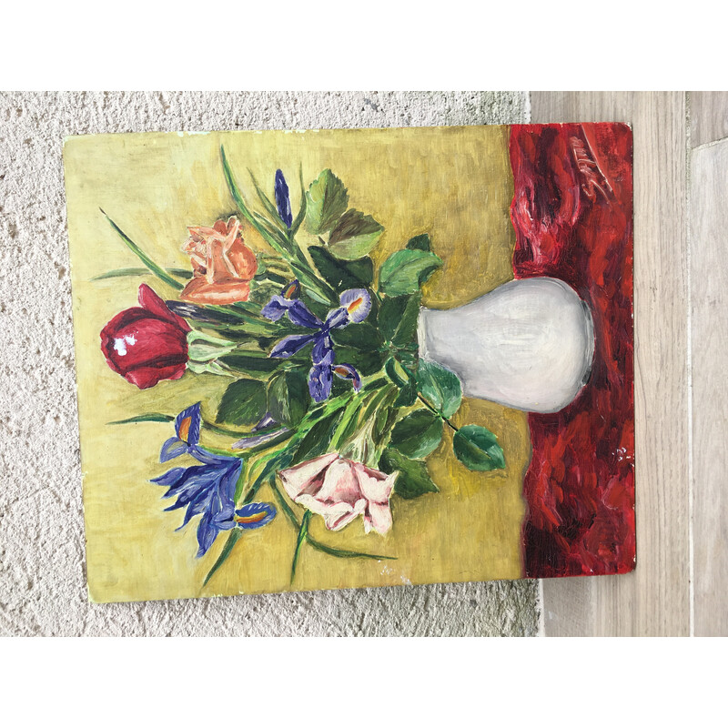 Vintage painting with a bouquet of flowers