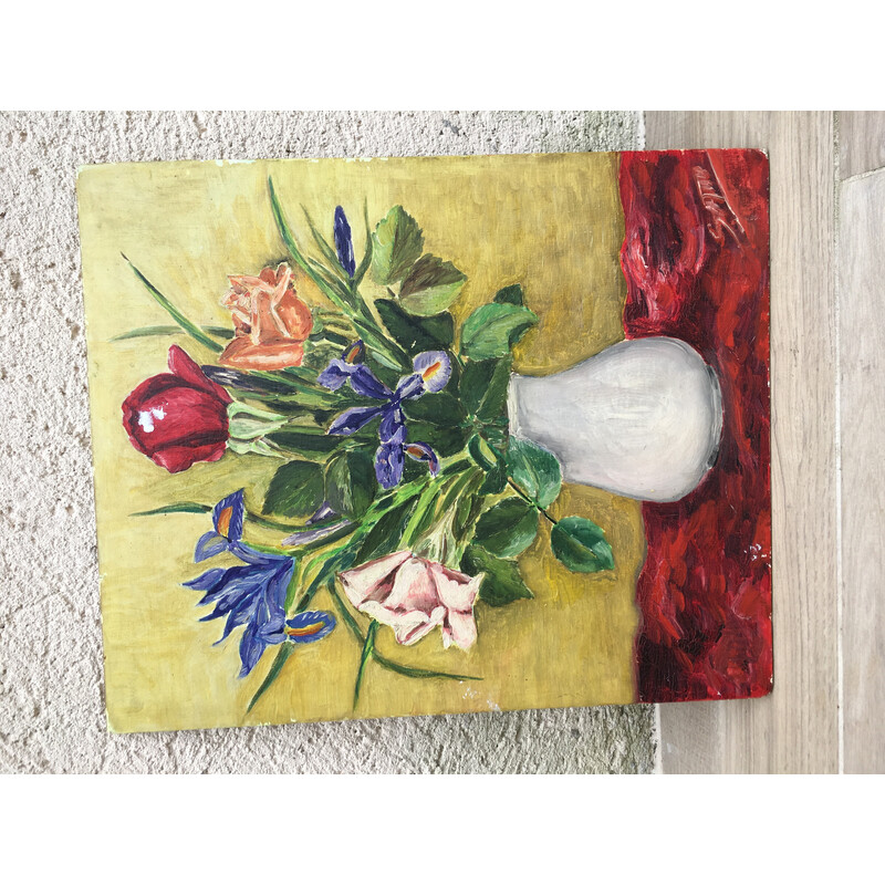 Vintage schilderij met bloemenboeket