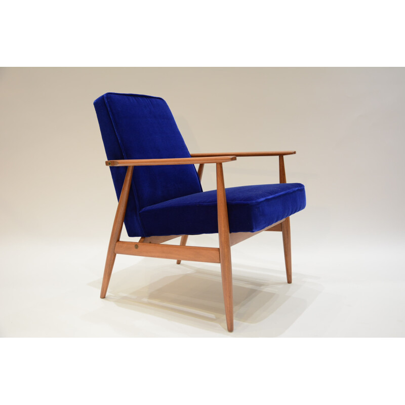 Fauteuil soviétique velours bleu klein - 1960