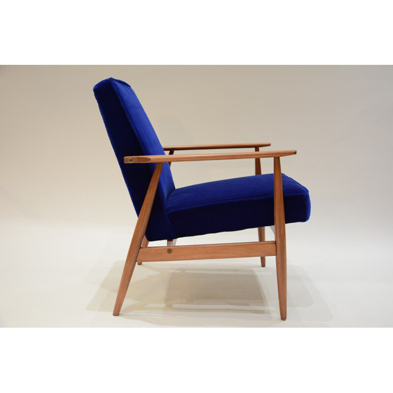 Polish blue velvet armchair - 1960s