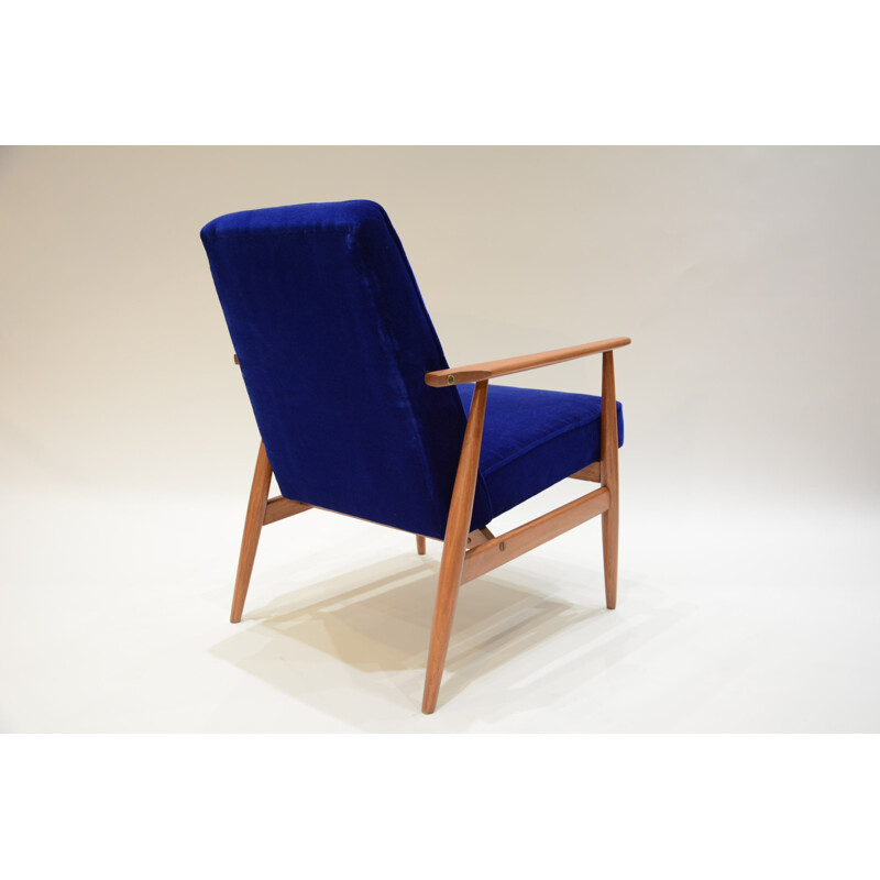 Polish blue velvet armchair - 1960s