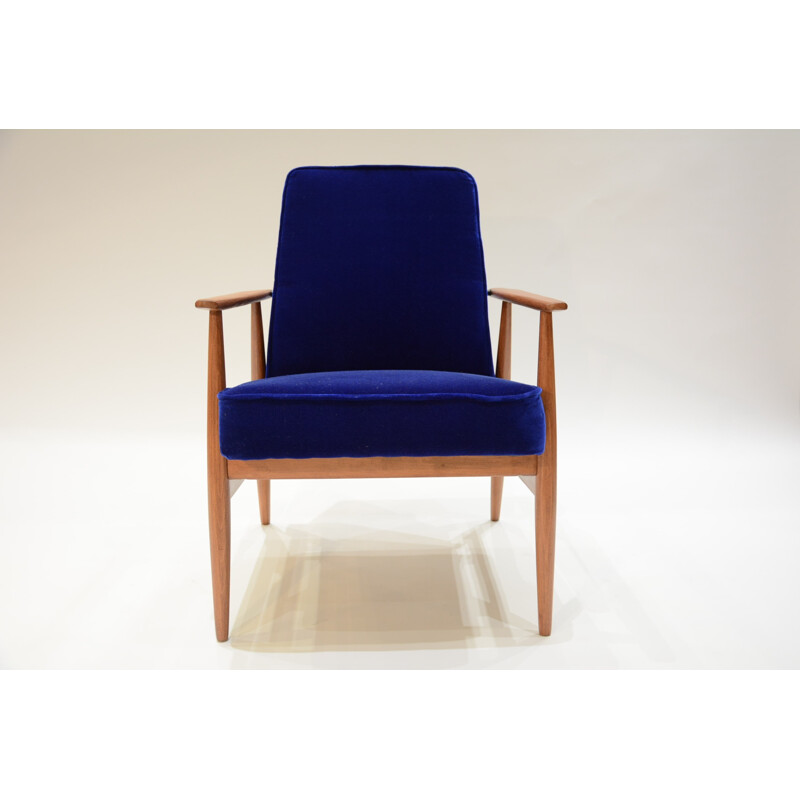 Polish blue velvet armchair - 1960s