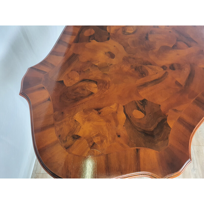 Mesa ovalada de madera vintage, Italia años 80