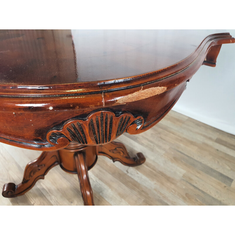 Vintage wooden oval table, Italy 1980s