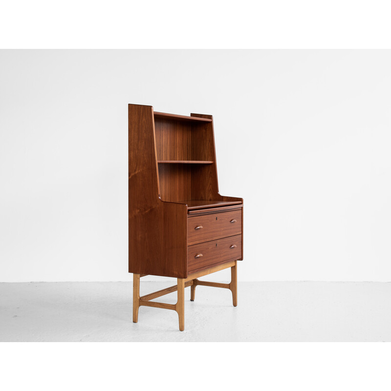 Vintage teak en eiken secretaire, Denemarken 1960