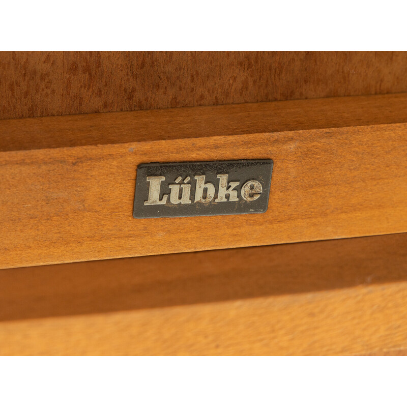 Mesa extensible vintage de teca y acero para Lübke, Alemania años 60