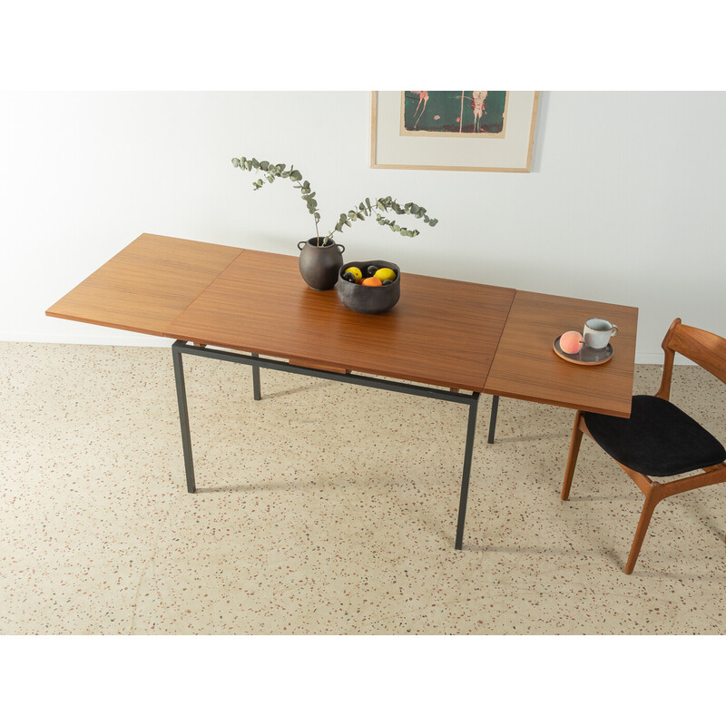 Vintage teak and steel extendable table for Lübke, Germany 1960s