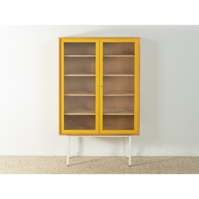 Vintage display cabinet in oak, glass and steel for Wk Möbel, Germany 1960s